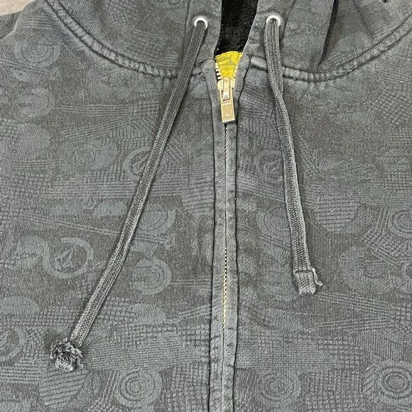 Vintage Y2K Volcom Full Zip Hoodie Men’s Medium Gray AOP Sherpa Lined Skater - Picture 8 of 15